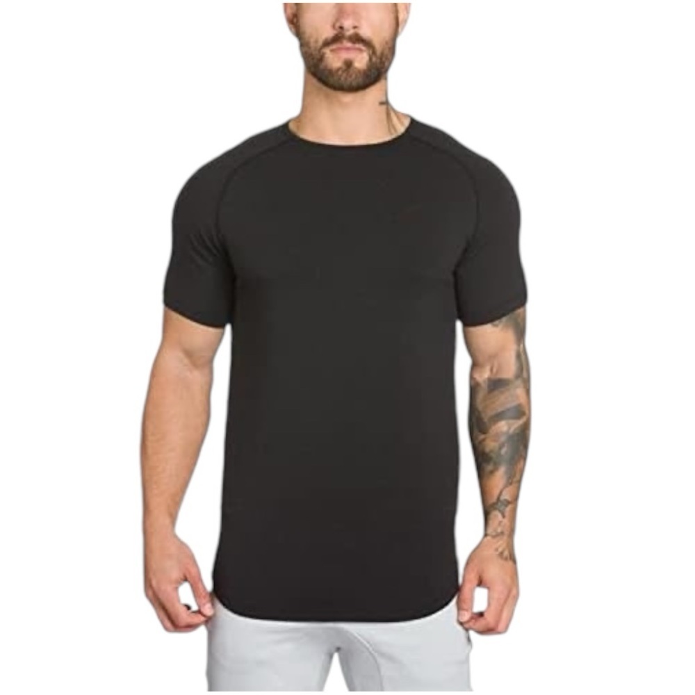 TEZO Mens Gym Workout Slim Fit Short Sleeve T-Shirt Sz L